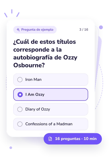 Test cuestionario sobre Ozzy Osbourne: tarjeta con pregunta
