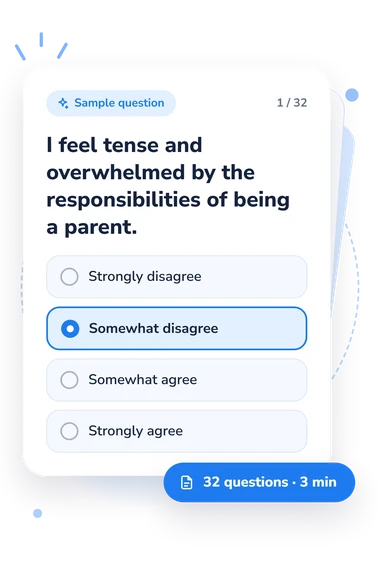 Parental Stress Scale (PSS) Test: sample question card