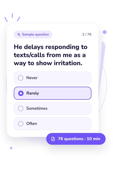 Passive Aggressive Husband Test: answers to choose from Passive Aggressive Husband Test: sample question card