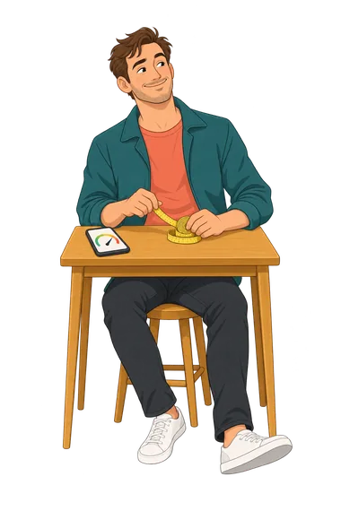Test del tamaño del pene, resultado con alivio Test del tamaño del pene: hombre sonriente