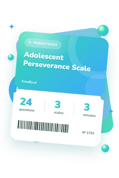 Adolescent Perseverance Scale Test: questions, scales and minutes Adolescent Perseverance Scale Test: test ticket with numbers