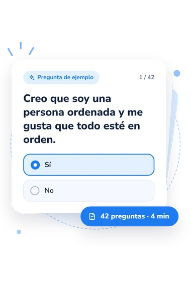 Test cuestionario de inclinación personal: pregunta y respuestas Test cuestionario de inclinación personal: tarjeta con pregunta