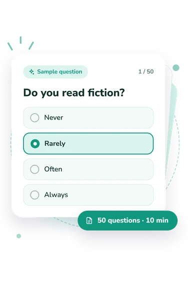 Personality Maturity Assessment Test: answers to choose from Personality Maturity Assessment Test: sample question card