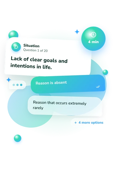 Personality Time Disorganizers Test: what would you do Personality Time Disorganizers Test: situation and reply bubbles