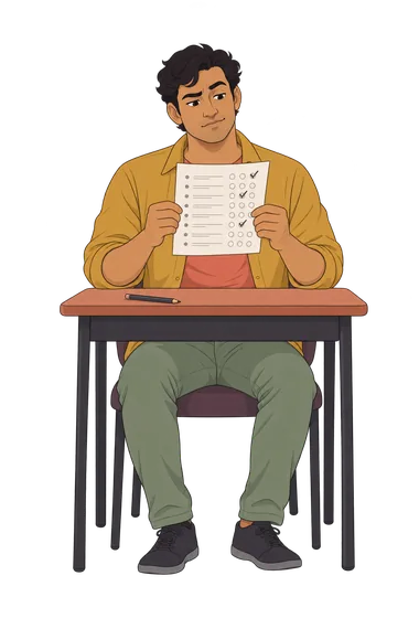 Test cuestionario de autoevaluación del tipo de personalidad:adulto-marcando-opciones Test cuestionario de autoevaluación del tipo de personalidad:adulto-seleccionando-descripciones