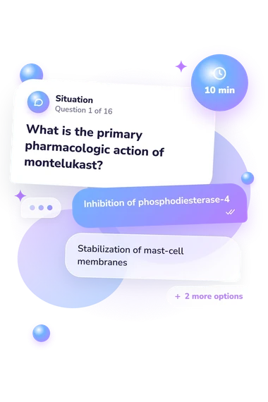 Pharmacology Respiratory Drugs Quiz: situation and reply bubbles
