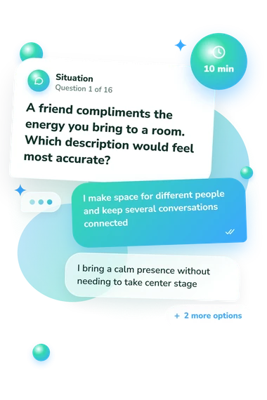 Pizza Quiz: situation and reply bubbles