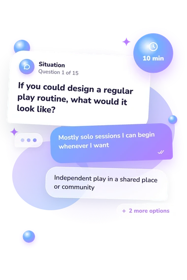 Play Personality Quiz: what would you do Play Personality Quiz: situation and reply bubbles
