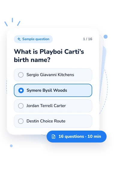 Playboi Carti Quiz: answers to choose from Playboi Carti Quiz: sample question card