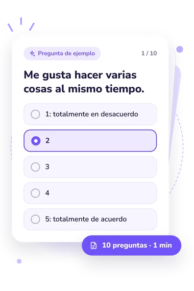 Test escala de valores policrónicos: pregunta y respuestas Test escala de valores policrónicos: tarjeta con pregunta