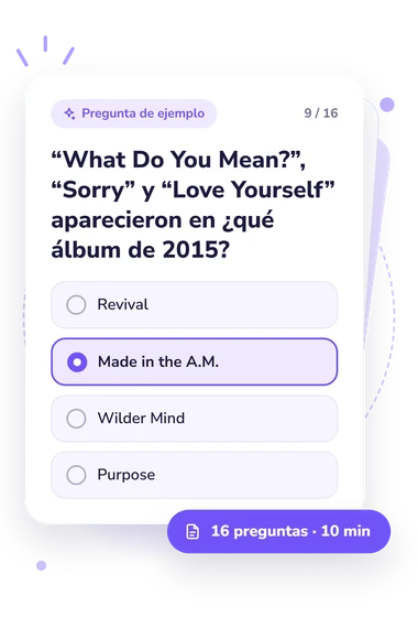 Test cuestionario de cultura pop: pregunta y respuestas Test cuestionario de cultura pop: tarjeta con pregunta