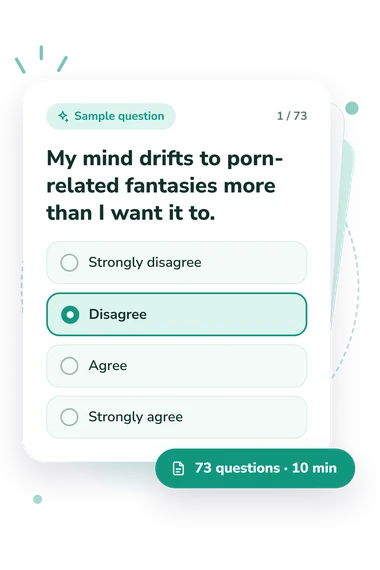 Porn Addiction Test: answers to choose from Porn Addiction Test: sample question card