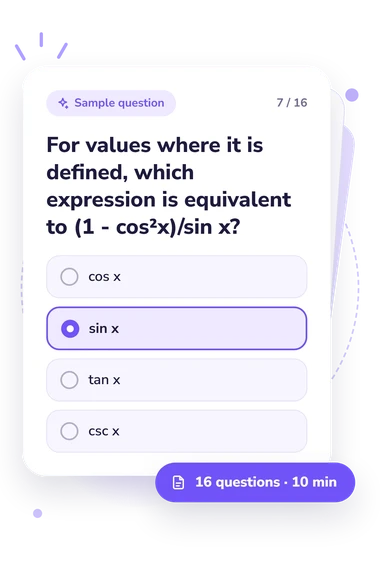 Pre-Calc Quiz: sample question card