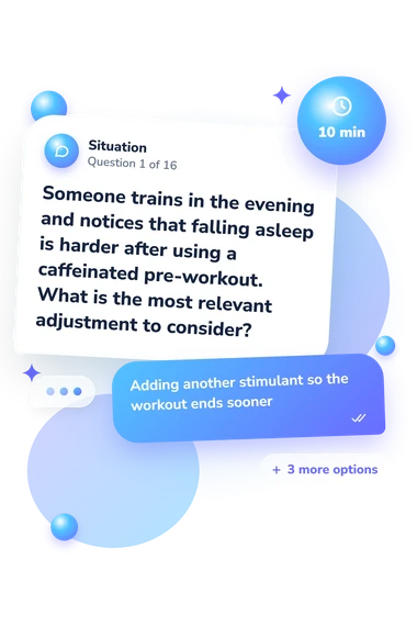 Pre-Workout Quiz: what would you do Pre-Workout Quiz: situation and reply bubbles