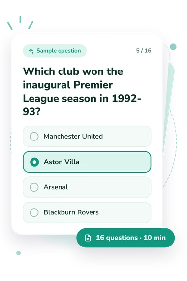 Premiership Football Quiz: sample question card