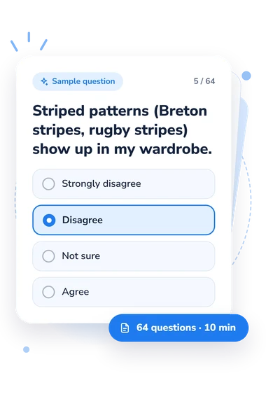 Preppy Quiz: sample question card