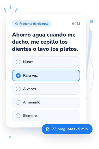 Test escala de comportamiento proecológico: tarjeta con pregunta