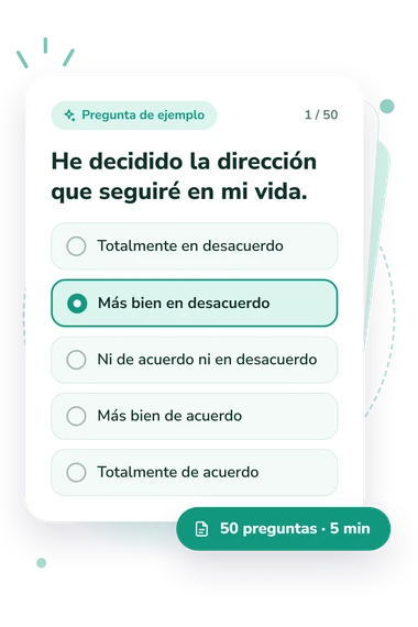 Test procesos de identidad personal: pregunta y respuestas Test procesos de identidad personal: tarjeta con pregunta