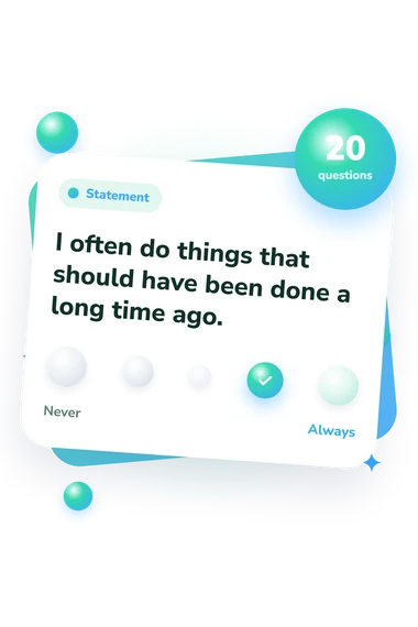 Procrastination Tendency Scale Test: agreement scale card