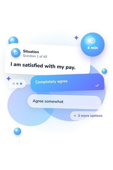 Professional Adaptation Scale Test: situation and reply bubbles