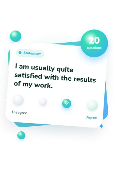 Professional Perfectionism Scale Test: from disagree to agree Professional Perfectionism Scale Test: agreement scale card