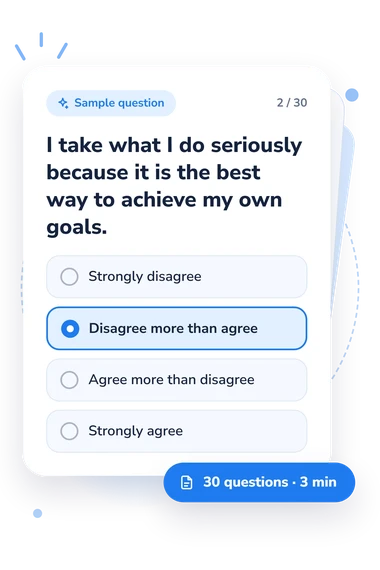 Occupational Hardiness Questionnaire (OHQ): answers to choose from Occupational Hardiness Questionnaire (OHQ) Test: sample question card