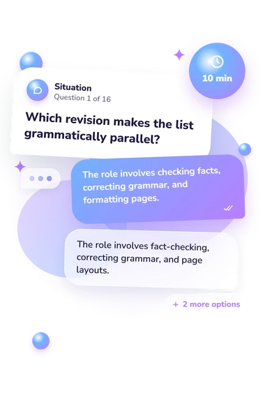 Proofreading Quiz: what would you do Proofreading Quiz: situation and reply bubbles
