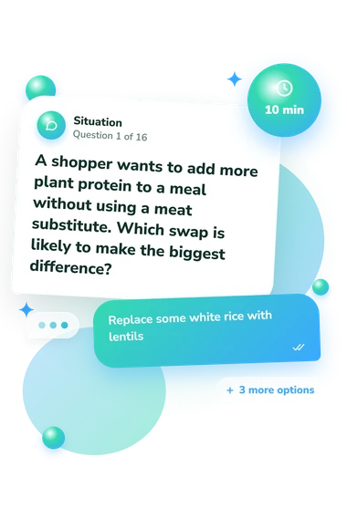 Protein Quiz: situation and reply bubbles