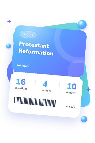 Protestant Reformation Quiz: questions, options and minutes Protestant Reformation Quiz: test ticket with numbers