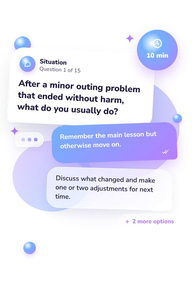 PSR Quiz: what would you do PSR Quiz: situation and reply bubbles