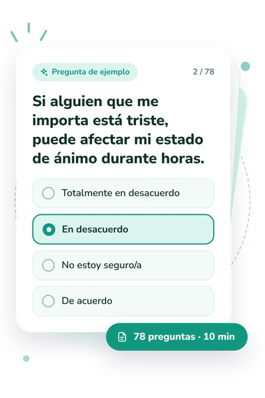 Test de psiquismo e intuición: tarjeta con pregunta