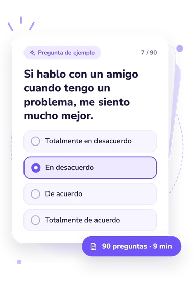 Test escala de inteligencia psicológica: pregunta y respuestas Test escala de inteligencia psicológica: tarjeta con pregunta