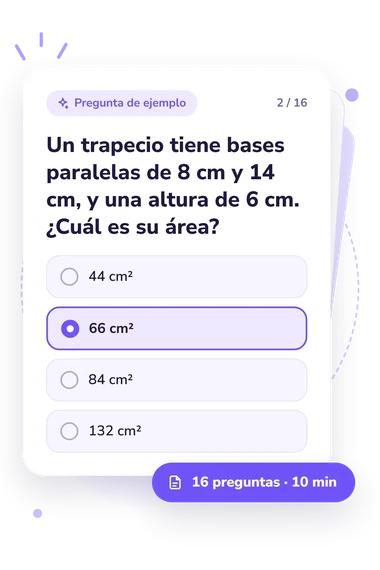 Test cuestionario sobre cuadriláteros: tarjeta con pregunta