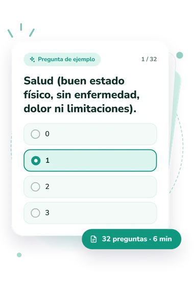 Test metodología para el diagnóstico: tarjeta con pregunta