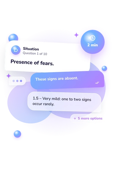 Childhood Autism Rating Scale: situation and reply bubbles