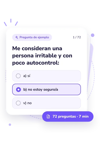 Test cuestionario para evaluar: tarjeta con pregunta