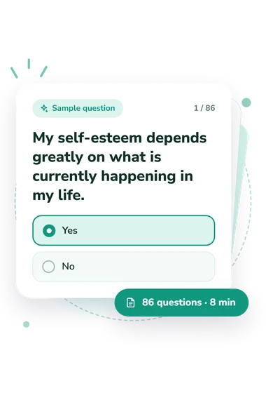 Narcissistic Deficiency Screening Questionnaire Test: sample question card