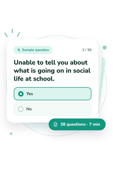 Adolescent Early Substance Use Disorder: sample question card
