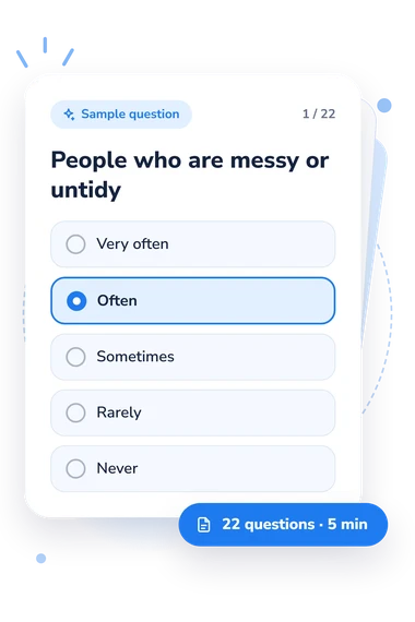 Irritability Toward People Questionnaire Test: sample question card