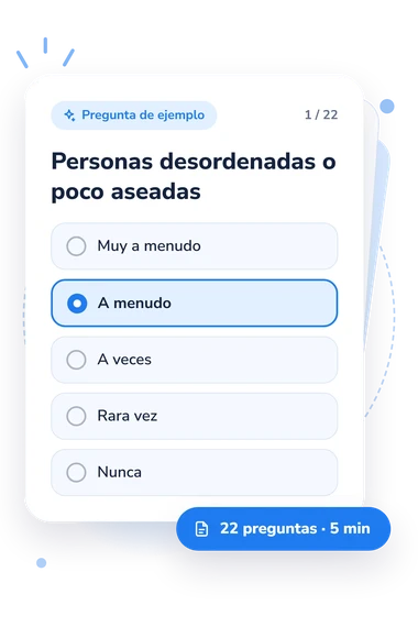 Test cuestionario para detectar irritabilidad: tarjeta con pregunta