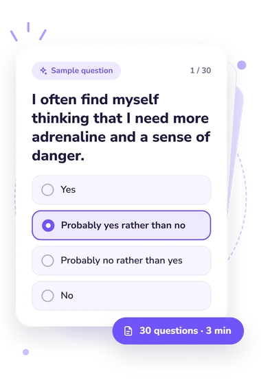 Danger and Safety Needs: answers to choose from Danger and Safety Needs Questionnaire: sample question card