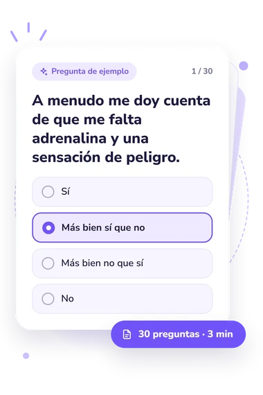 Test cuestionario para identificar necesidades: tarjeta con pregunta