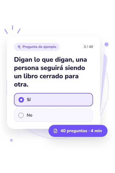 Test cuestionario para detectar: tarjeta con pregunta