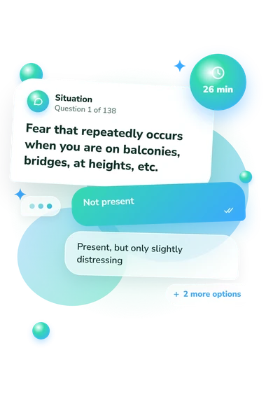 Neurotic Disorders Questionnaire Test: what would you do Neurotic Disorders Questionnaire Test: situation and reply bubbles
