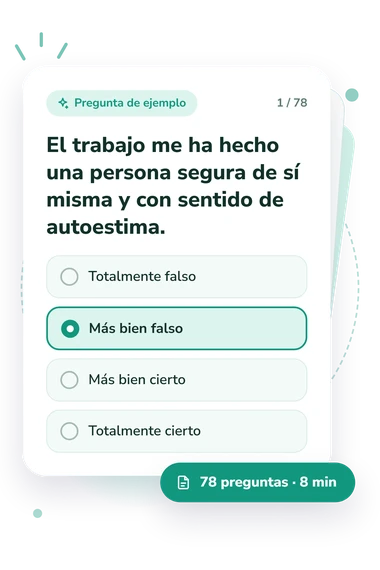 Test cuestionario de autoevaluación profesional: pregunta y respuestas Test cuestionario de autoevaluación profesional: tarjeta con pregunta