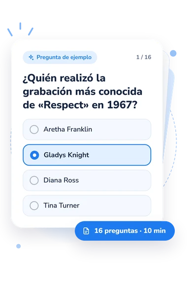 Test cuestionario sobre R&B: pregunta y respuestas Test cuestionario sobre R&B: tarjeta con pregunta
