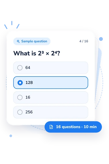 Random Math Quiz: answers to choose from Random Math Quiz: sample question card