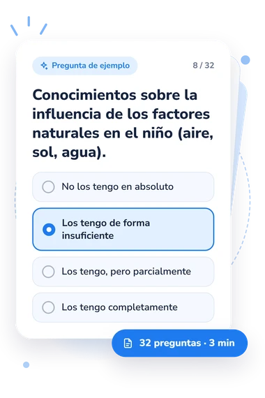 Test preparación para el cuidado: tarjeta con pregunta