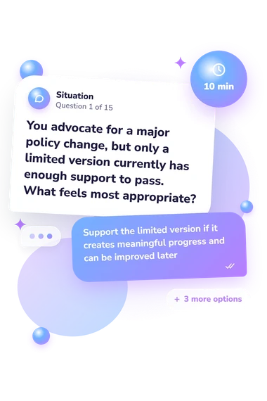 Realist vs Idealist Quiz: what would you do Realist vs Idealist Quiz: situation and reply bubbles