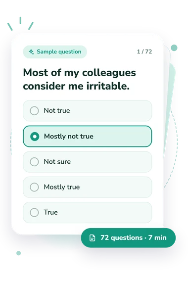 Reflective Assessment of Potential Individual: sample question card